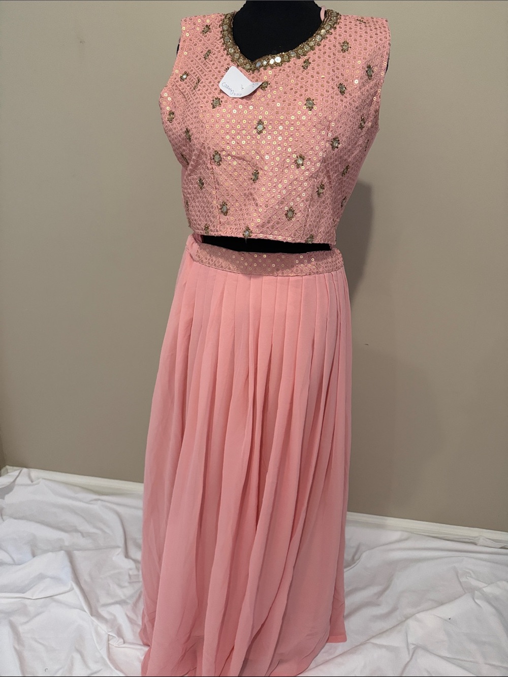 Elegant Pink Embellished Lehenga with Navy Ruffle Jacket Overlay - Picture 8 of 8